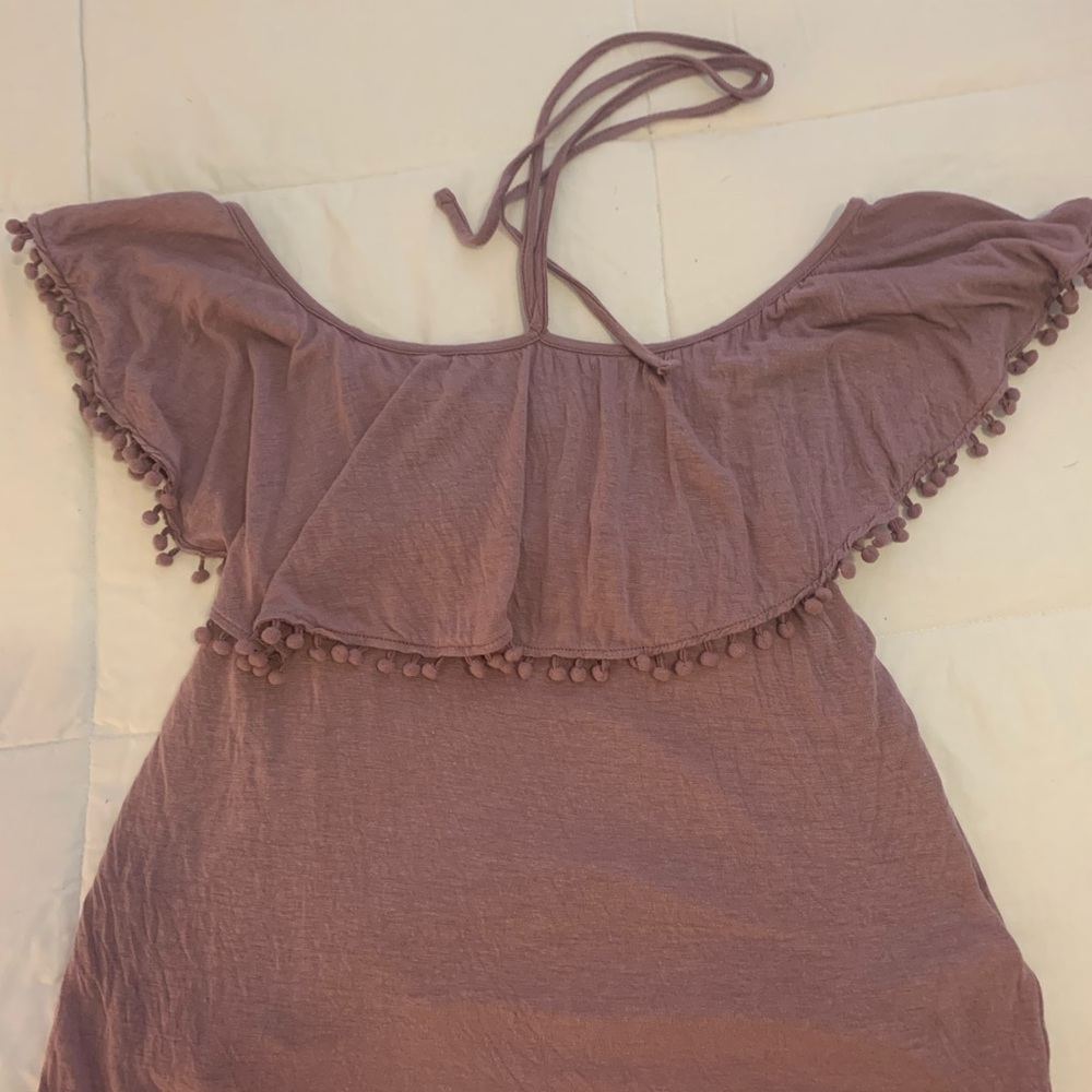 Off the shoulder neck tie shirt